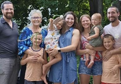 Karen Lagasse with her children, their spouses, and her four grandchildren