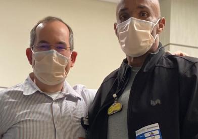 Robert Jenkins (right) met with Eric Jacobsen, MD, at Dana-Farber